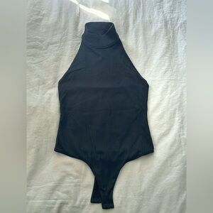 Victoria Sport Black Ribbed Mock Neck Top